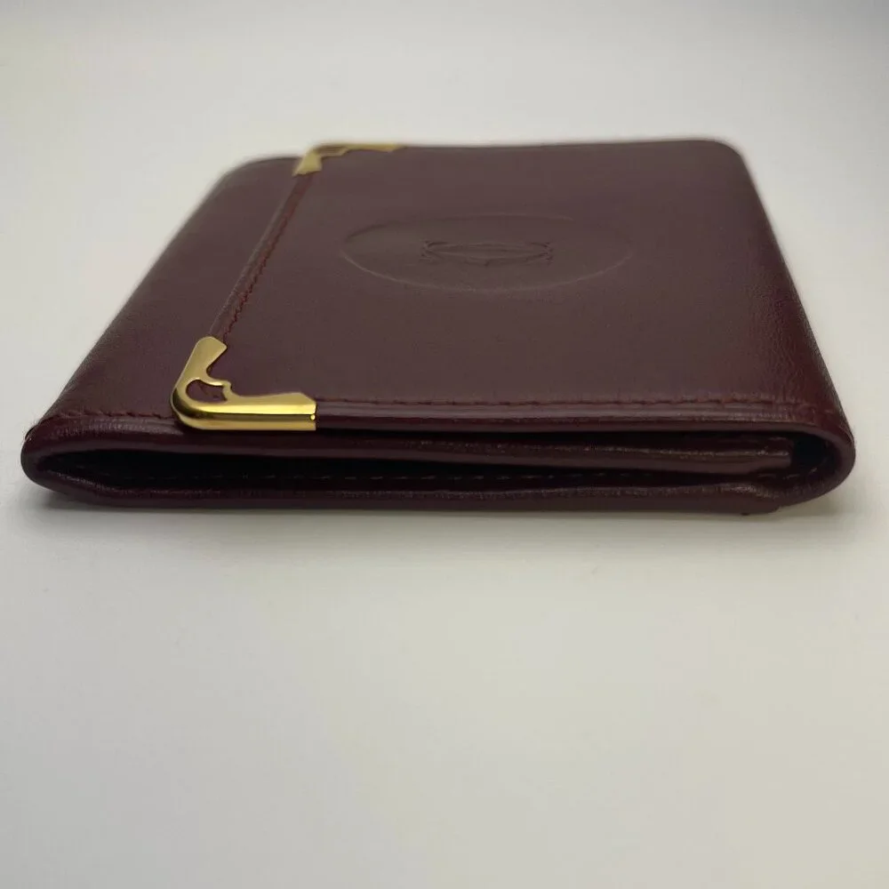 Cartier Vintage Burgundy Leather Coin Pouch Wallet - Preowned